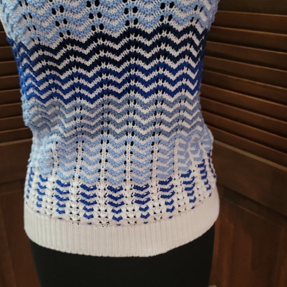 LOFT Blue and White Chevron Tank Top - Picture 7 of 7